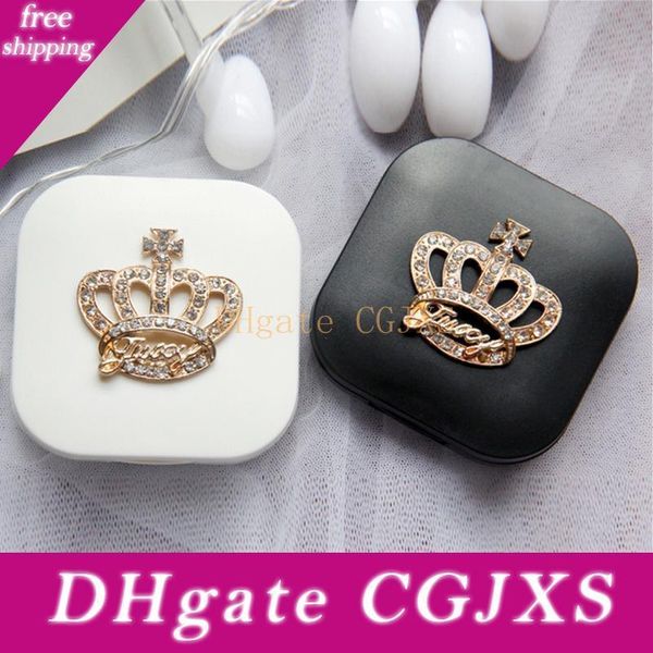 

1pc contact lens box travel portable contact lens case kit rhinestone crown box storage, Silver