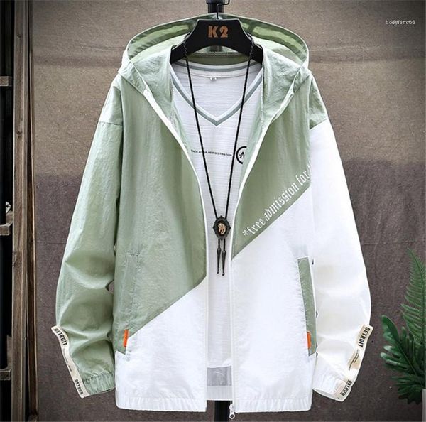 

contrast color designer jacket mens fashion letter print jackets long sleeved hooded collar coats zipper pocket, Black;brown