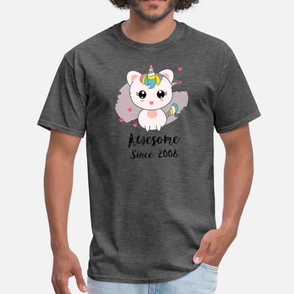 

caticorn aweseome since 2008 10th birthday gift t shirt men custom 100% cotton round collar natural loose basic summer formal shirt