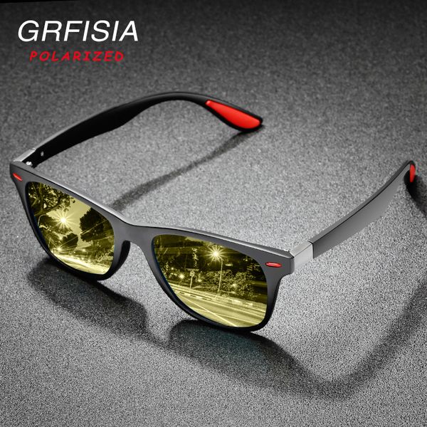 

grfisia safe driving Â night vision goggles men fashion anti-high beam light polarized sunglasses ultralight glasses frame shades, White;black