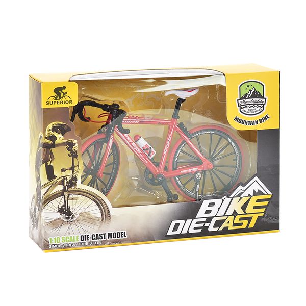 

1:10 mini alloy bicycle model diecast metal finger mountain bike racing toy bend road kid