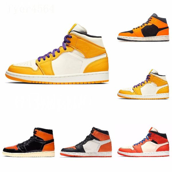 

новый 1s high top 3 разрушенного og бред toe banned game royal обувь мужская 1s тень тапок высокого качество с коробкой j # 08-206