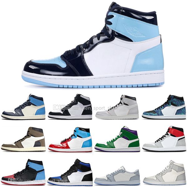 

new 1 high og basketball shoes 1s royal black toe pine green black court purple white unc bred men women stylist sneakers trainer