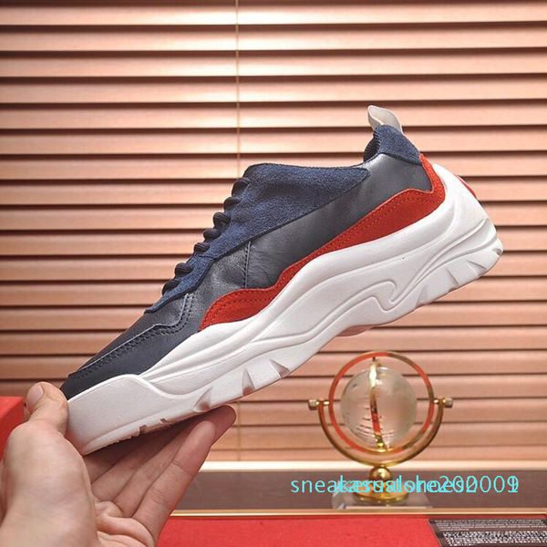 

luxury mens casual fashion outdoor platform footwears zapatos de hombre round toe gumboy calfskin sneaker vl665 chaussures pour hommes s01, Black