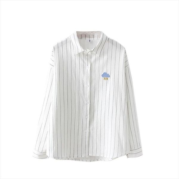 

2020 women blouses office ladies embroidery shirt striped blouses female blusas plus size drop shipping, White