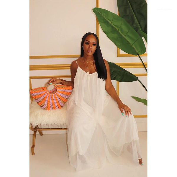 

womens jumpsuits backless v neck rompers natural color fashion full length jumpsuits women clothes loose designer chiffon, Black;white