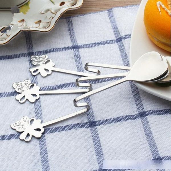 

stainless steel coffee spoon heart shape spoons twisting hanging cup teaspoon for drinking kitchen accessories f20173523