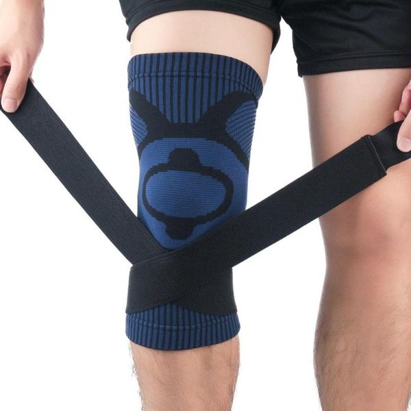 powerknee joint pressure support knitting protector gym leg leggngs football basketball mountaineering rollers sports knee pads, Black;gray