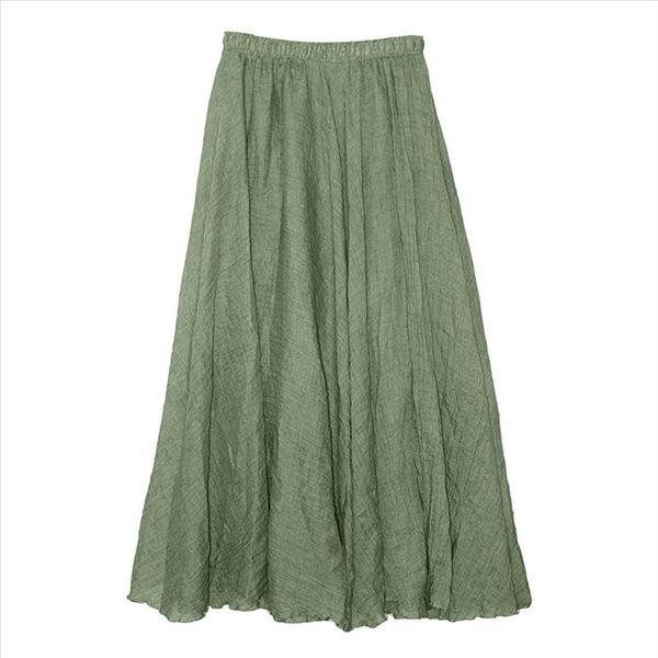 

2020 women skirts new womens bohemian style elastic waist band cotton linen long maxi dress w326, Black