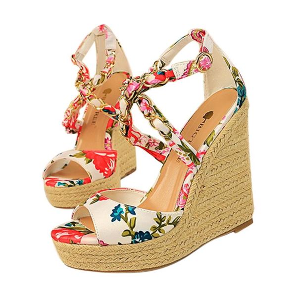 

1pair women party dating wedges shoes fish mouth daily vacation bandage ankle buckle fashion summer platform sandals open toe, Black