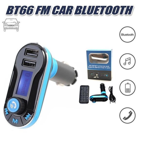 BT66 Bluetooth Mãos transmissor FM Livre FM Radio Adapter Receiver Car Kit Dual USB Car Suporte SD Card Carregador USB Flash para Iphone