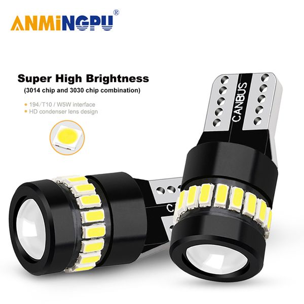 

anmingpu 2x signal lamp t10 led w5w 18smd 3014 chips w5w 168 194 white auto lamp led clearance lights reading light dome light