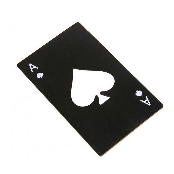 

new stylish black beer bottle opener poker playing card ace of spades bar tool soda cap opener gift kitchen gadgets tools black beer