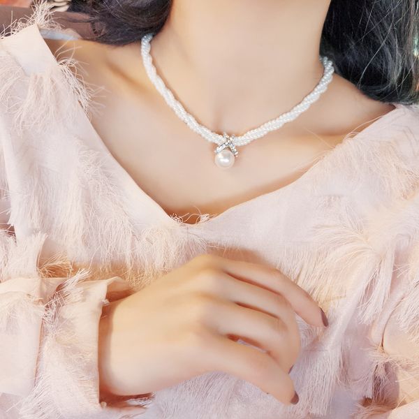 

2020 wedding party gorgeous elegant multi-layered pearl necklace romantic imitation pearl female fashion accessories, Silver