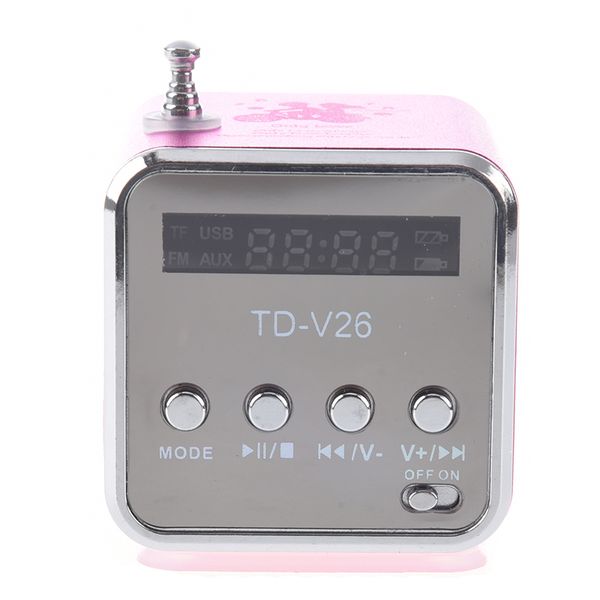

td-v26 портативный мини цифровой спикер с micro sd / tf / usb / fm (розовый