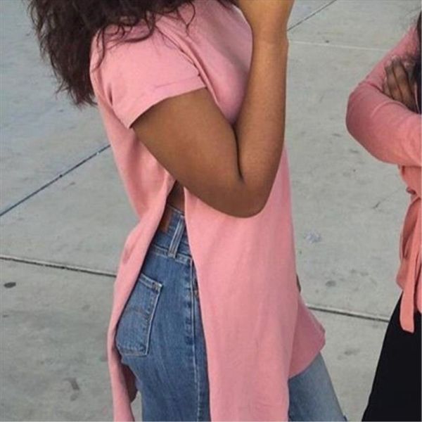 

women shirts new style fashion women summer loose short sleeve casual on both sides t shirt four colors solid, White