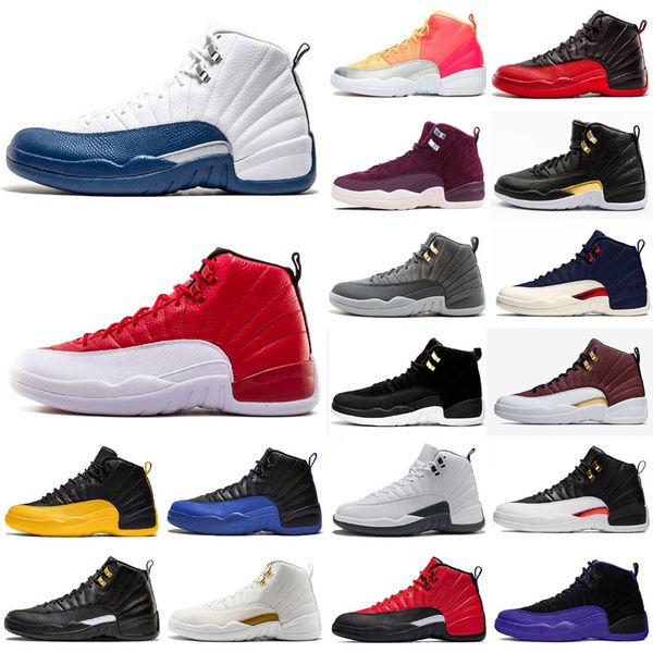 

2020 men basketball shoes jumpman 12 12s game royal flu game playoff triple black white gym red mens athletic sports sneakers shoes