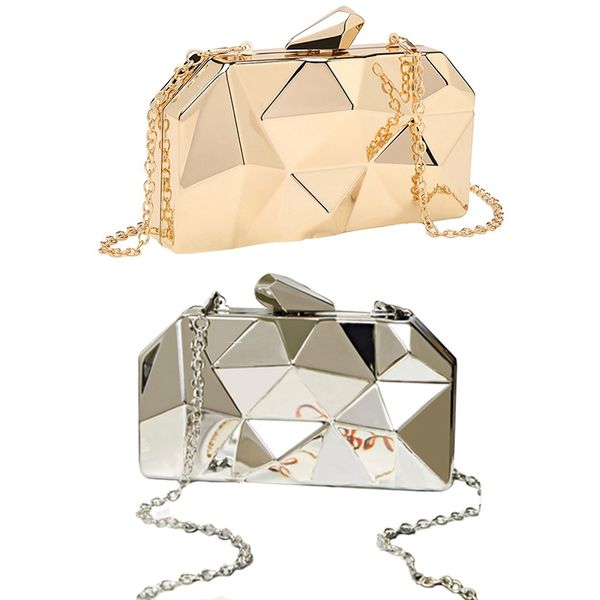 

fggs-geometry clutch evening bag elegent chain women handbag for party shoulder bag for wedding/dating/party