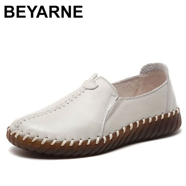 

beyarne 2020spring autumn handmade genuine leather flat shoes women lace-up moccasins female shallow moccasins casual women shoe, Black