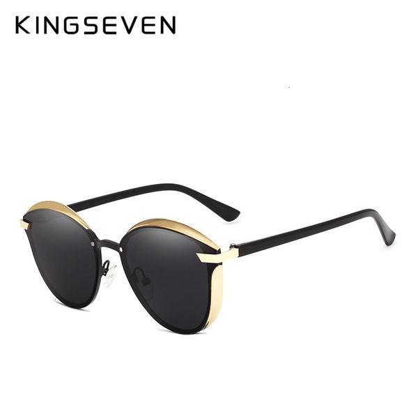 

fashion female polarized sunglasses kingseven women cat eye glases ladies sun glasses mirror original accessories oculos de sol ch01, Blue