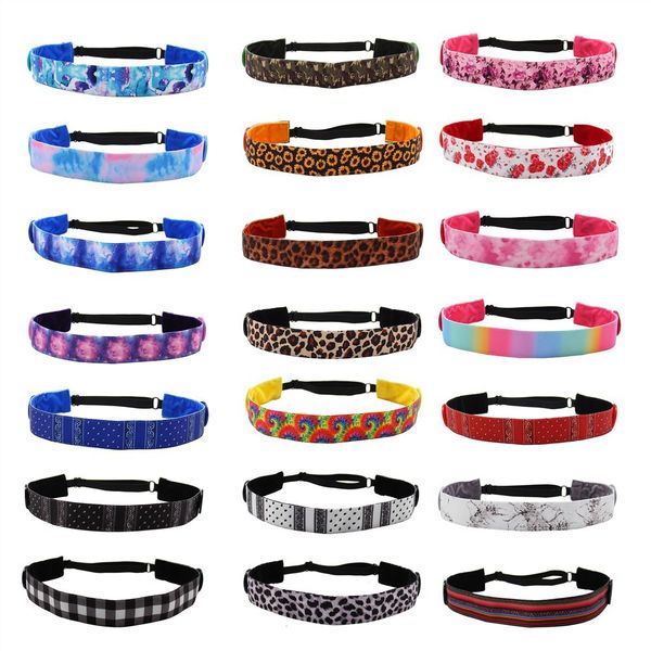 

adjustable button hairband printed leopard floral paisley camo headwear sweat absorption sport running yoga elastic headband ffa4225-1, Black;white