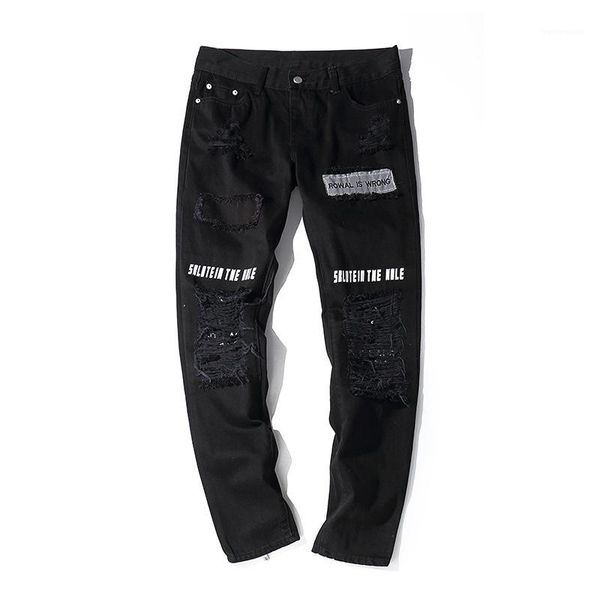 

печатного zipper конструктор slim fit repres карандаш брюки tkpa мужской hiphop черные джинсы разорванная, Blue