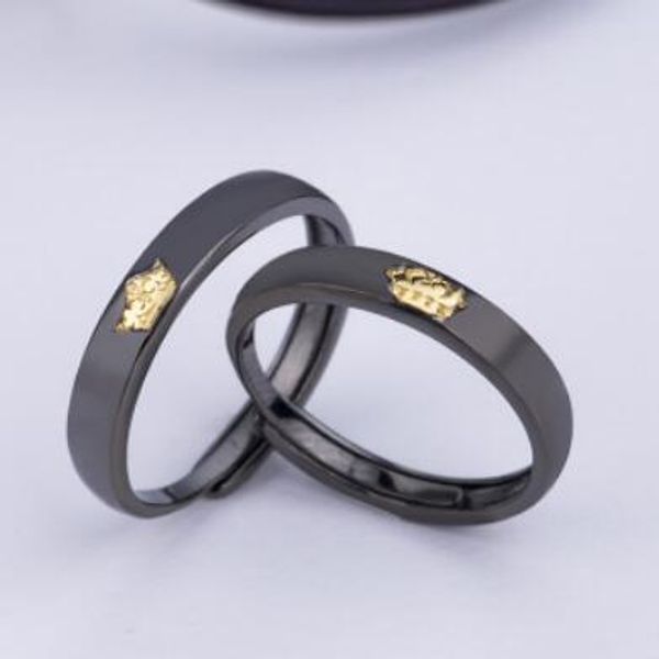 

jewelry s925 sterling silver rings for couple classic black crown simple for lovers fashion of shipping