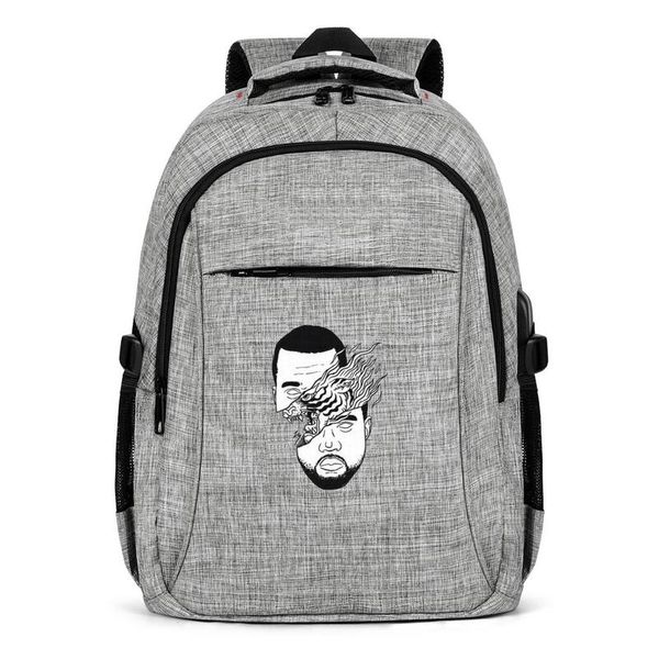 

kanye west illustration fashion business backpack,design pop character adjustable suitable for outdoor traveling backpack kanye west my