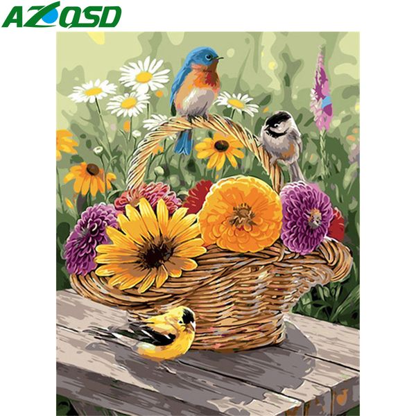 

azqsd diy coloring by numbers flower handpainted gift oil painting by numbers birds picture for living room decor for home