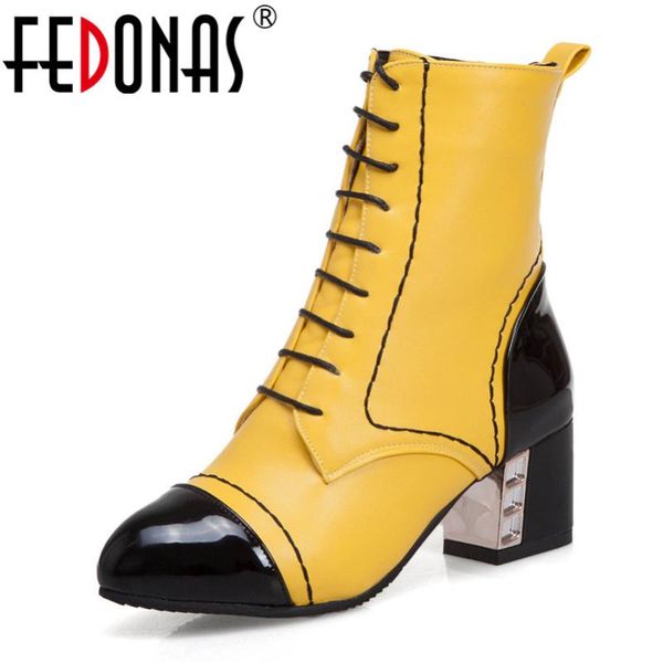 

fedonas pu leather women new zipper mid-calf boots casual party high heeled shoes woman plus size autumn winter warm short boots, Black