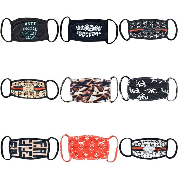 

2020 designer face face masks camo print dust earband adjustable protection face mask fast delivery#617, Black;red