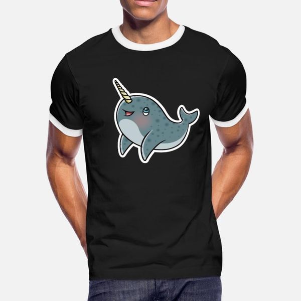 

cute kawaii narwhal t shirt men character cotton s-3xl letter graphic new style spring formal shirt