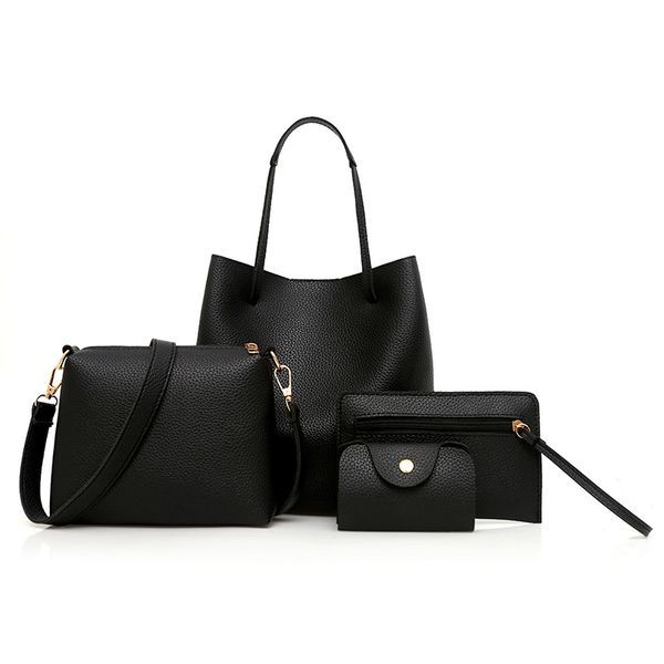 

new pure-color bag european-american style mother and son bag four-piece set of woman simple shoulder