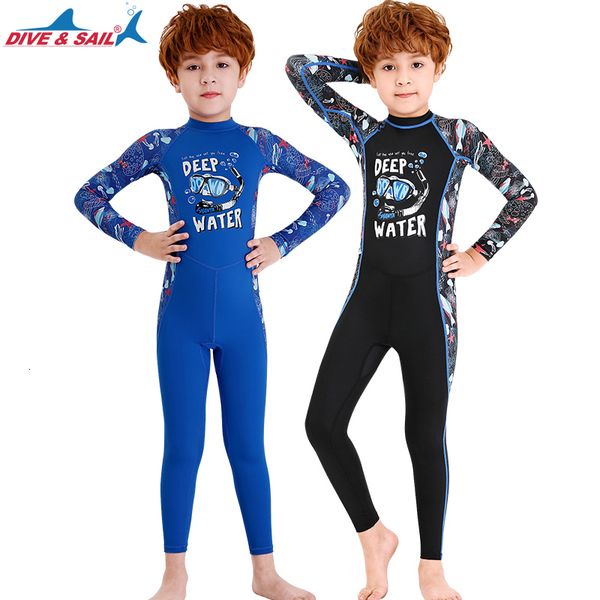 

kids long sleeve swimsuit, boys/girls full body surfing swimming snorkeling dive suit rash guard full body swimwear zip lycra