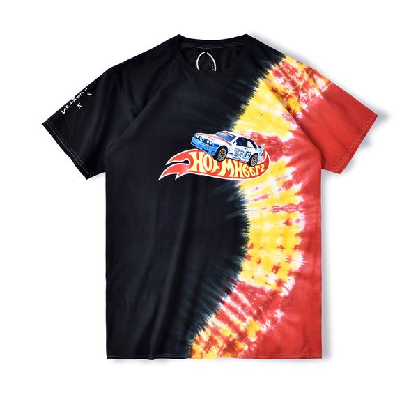 

20ss ins travis scott cactus jack boys heels racing tie dye tee skateboard mens designer t shirt women street casual tshirt