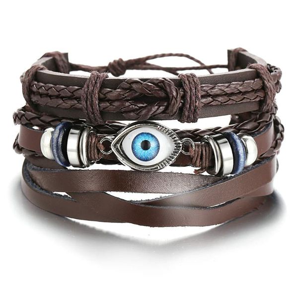 

yobohemia eye bracelets & bangles women and men multilayer leather bracelets jewelry vintage ethnic gift, Black