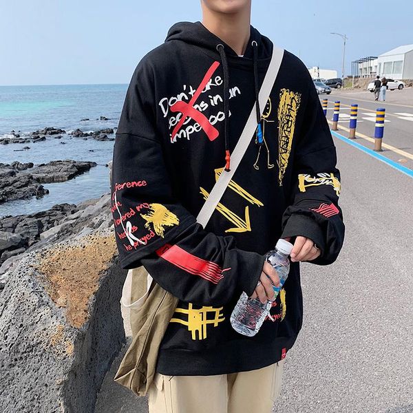 

new fashion brand men hoodies spring autumn casual printing hoodies sweatshirts men street hip hop hoodies sweatshirt m-5xl, Black