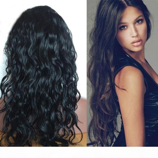 

long full lace human hair wigs brazilian body wave glueless human hair lace front wig with baby hair, Black;brown