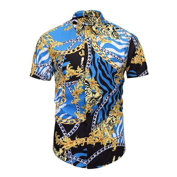 

true reveler summer design short sleeve men shirts animal bengal tiger shirts fashion party club man, White;black