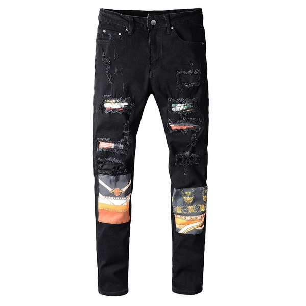 

2020 men distressed ripped skinny jeans fashion mens jean slim motorcycle moto biker causal mens denim pants hip hop men jeans 2092404q, Blue