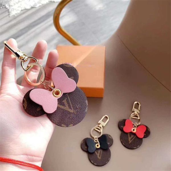 

fashion women keychain big ear keyring cute pu key chain bag charm boutique car key holder mouse design key ring accessories 6 colors gifts, Blue