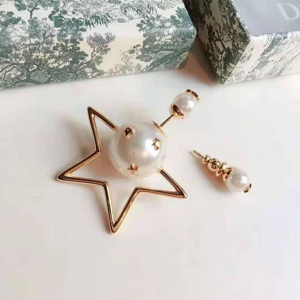 

the new asymmetrical earrings are selling like cakes asymmetric fashion earrings made of brass star pearl, Golden;silver