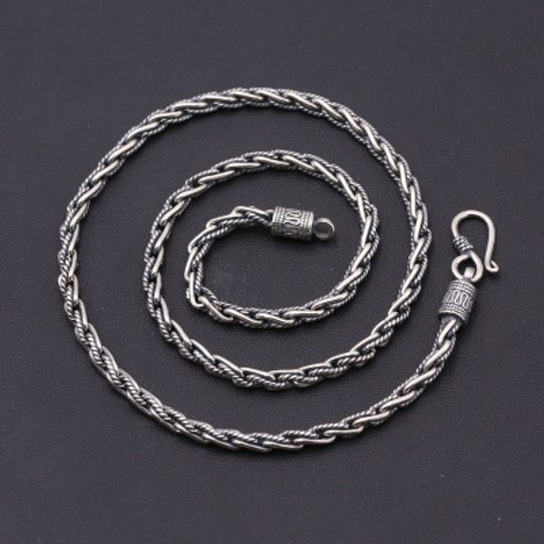 

925 sterling silver necklace 4mm thick heavy vintage handmade weave twist chains necklace christmas gifts for man
