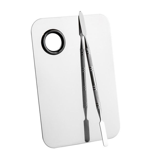 

beauty stainless steel makeup nail foundation mixing paleta de mezcla spatula cosmetic tool nail art equipment foundation mixing palette, Silver