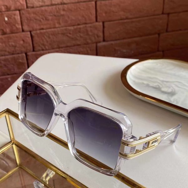 

vintage 623 square sunglasses gold crystal frame grey gradient 57mm women oversize sunglasses men shades with box, White;black