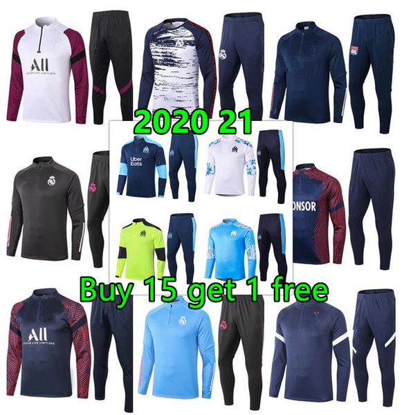 

Best quality 2020 21 Marseille Men football training tracksuit Real madrid soccer training suit Paris survetement de foot chandal jogging
