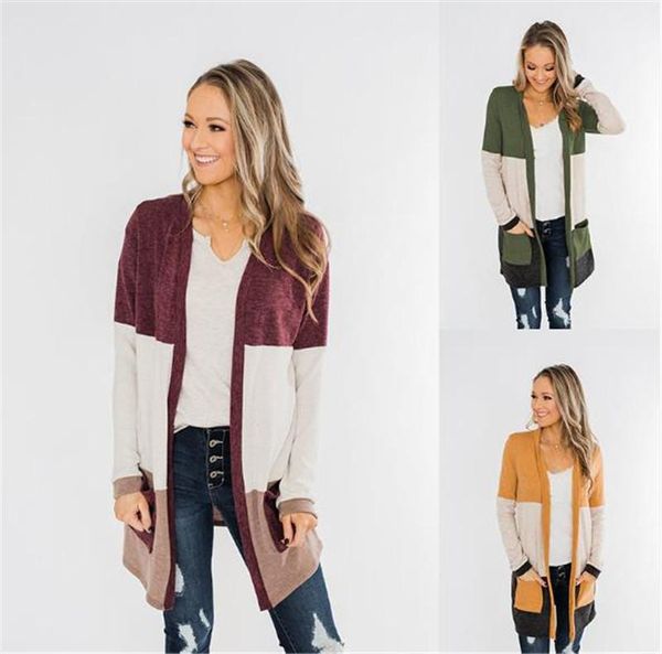 

long sweater coats new 20fw women clothing contrast color women sweater cardigan casual long sleeve loose, White;black