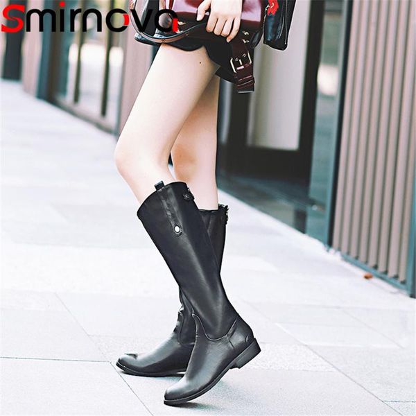 

smirnova black brown fashion autumn winter shoes woman new round toe ladies boots big size comfortable women knee high boots