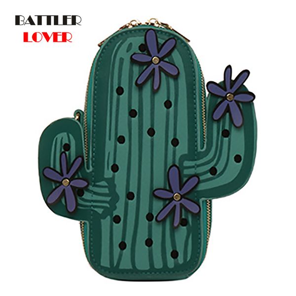 

cross body creative green cactus plant shoulder bags for women fashion embroidery flower mini chains crossbody mobile phone purse