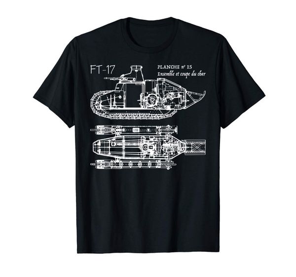 

ft-17 french light tank ww1 blueprint t-shirt gift fashion brand clothing men's stranger things print original fitness t shirt